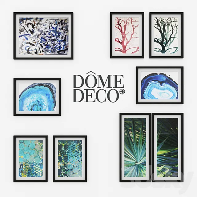 Dome deco set of paintings 3D Model Dome deco set of paintings 3D Model