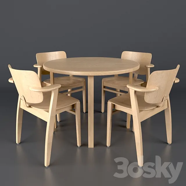 Domus chair with Aalto table round by artek 3DModel