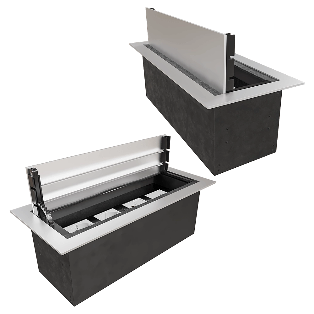 Donel  – Desktop built-in socket block with hinged cover 8 mod. DDSB8HLAL 3D Model