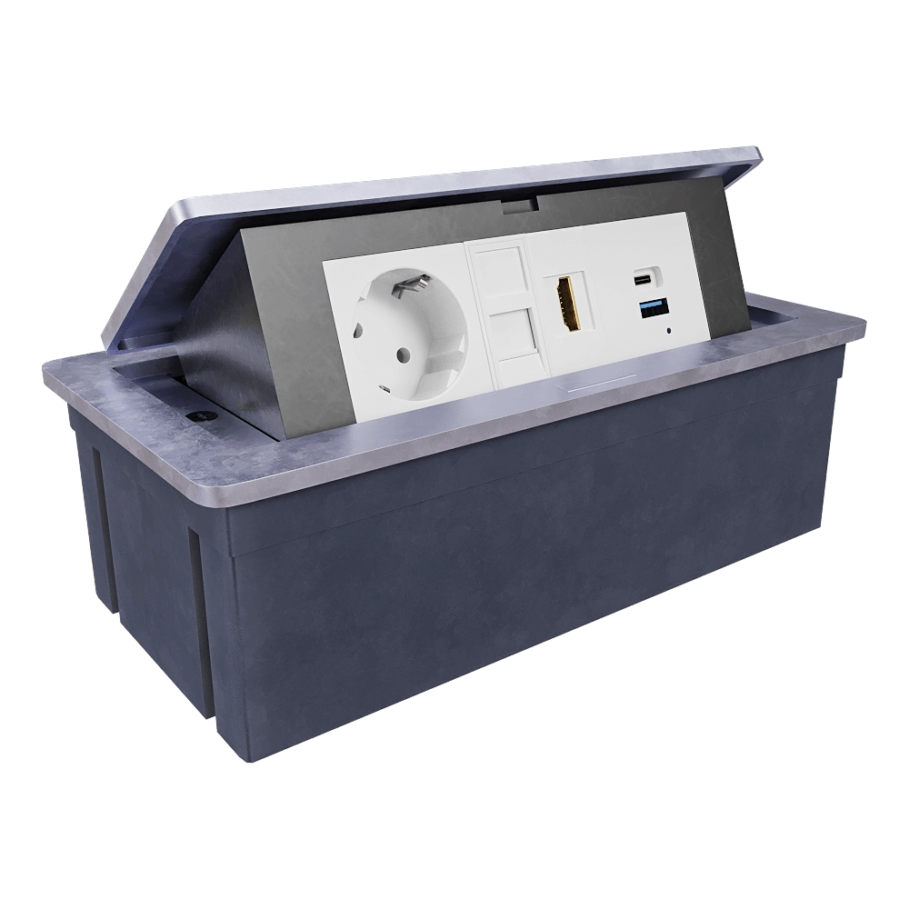 Donel  – Socket block tabletop built-in retractable 6 mod. DDSB6RAL 3D Model