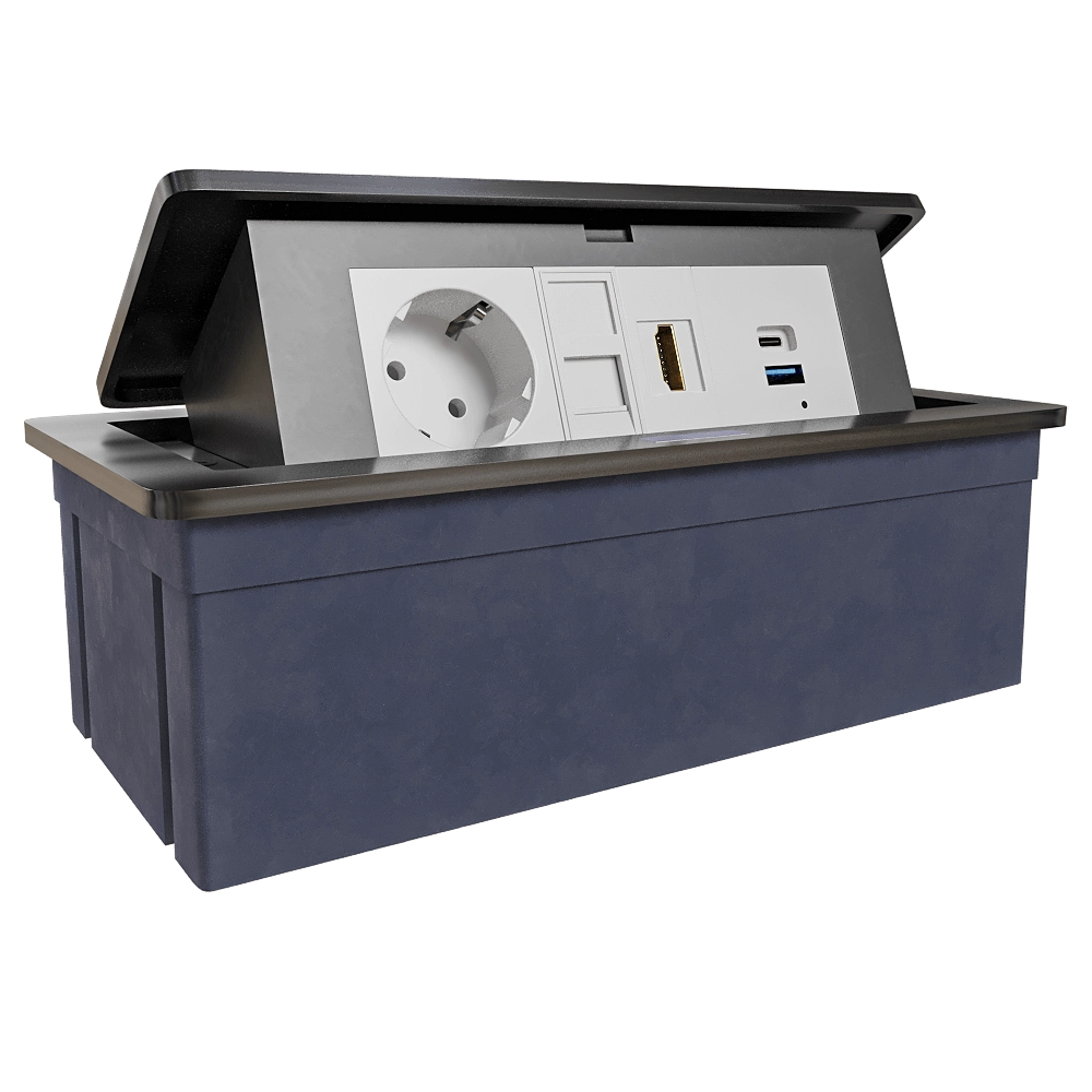 Donel  – Tabletop recessed retractable socket block DDSB6RB 3D Model