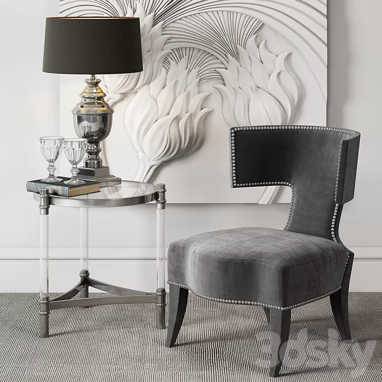 DONGHIA Klismos Upholstered Chair 3D Model Free Download