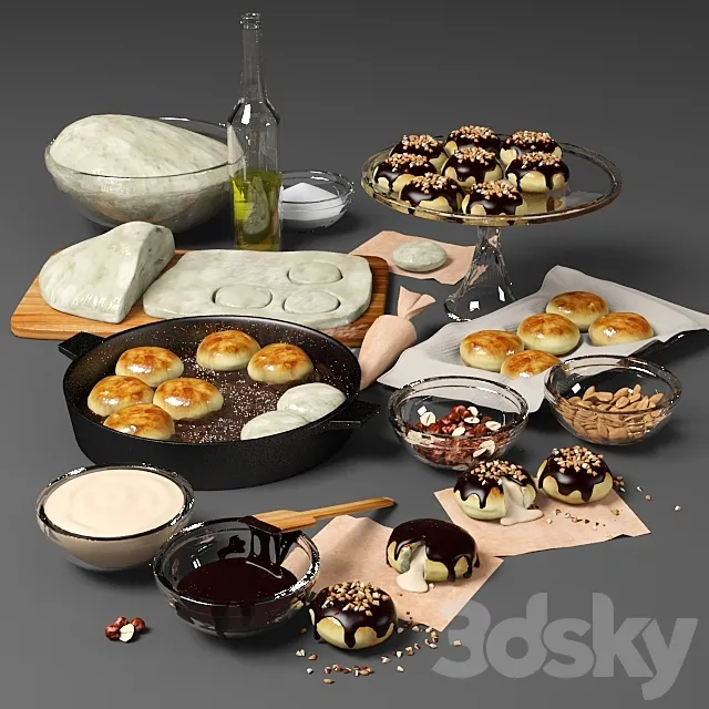 Donuts with filling 3D Model