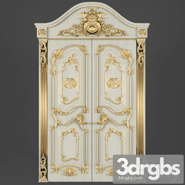 Door Classic Carved Decorative Interior Gold Lucky 3D Model Download