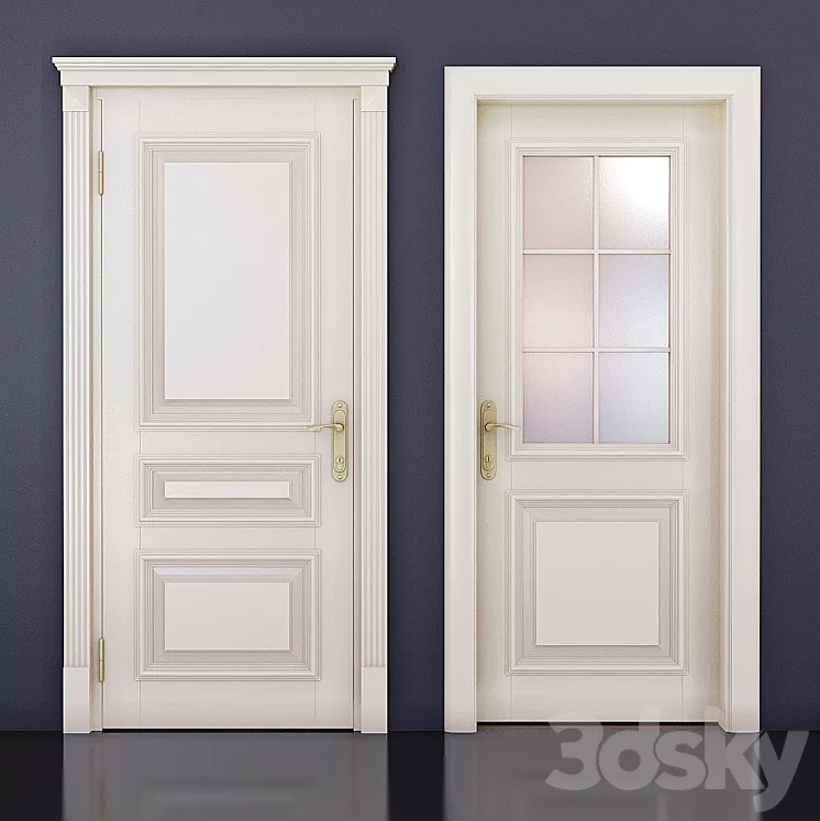 Door classic milky white lacquer 3D Model