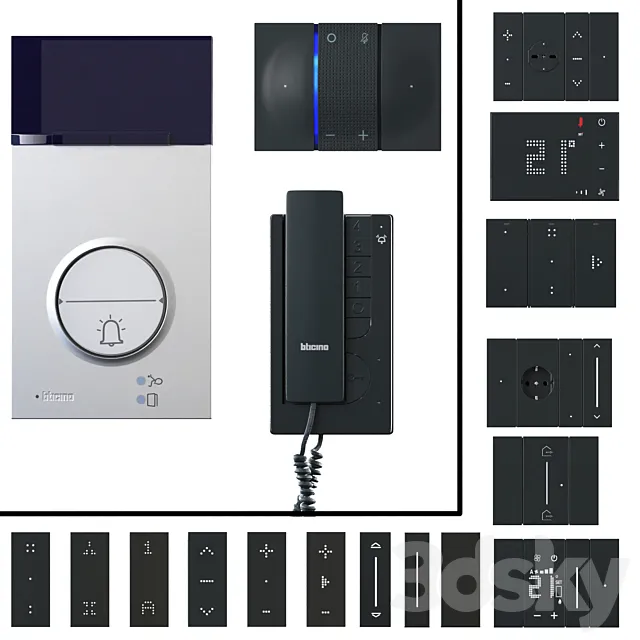 Door communication system_Sockets and switches Bticino_Bticino Living Now 2022 Black 3D Model