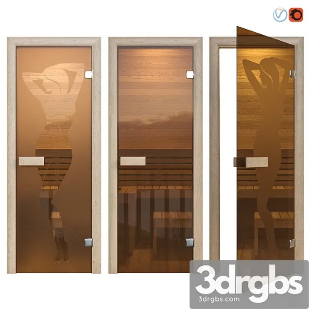 Door glass for a sauna of sauna wood 3D Model Download