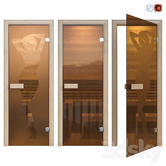 Door glass for a sauna of Sauna wood 3DModel