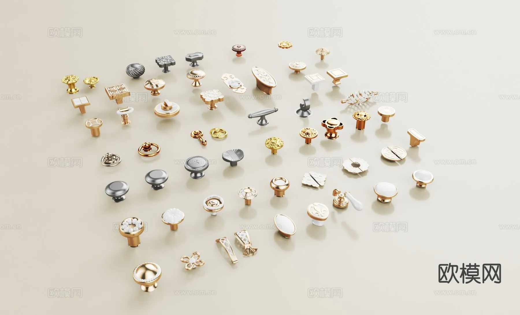 DOOR HANDLE – 3D Model For Interior Design – 11284