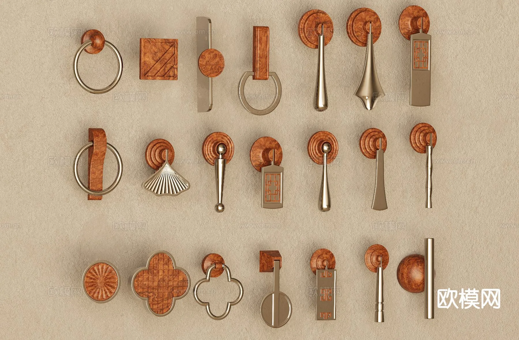 DOOR HANDLE – 3D Model For Interior Design – 11298