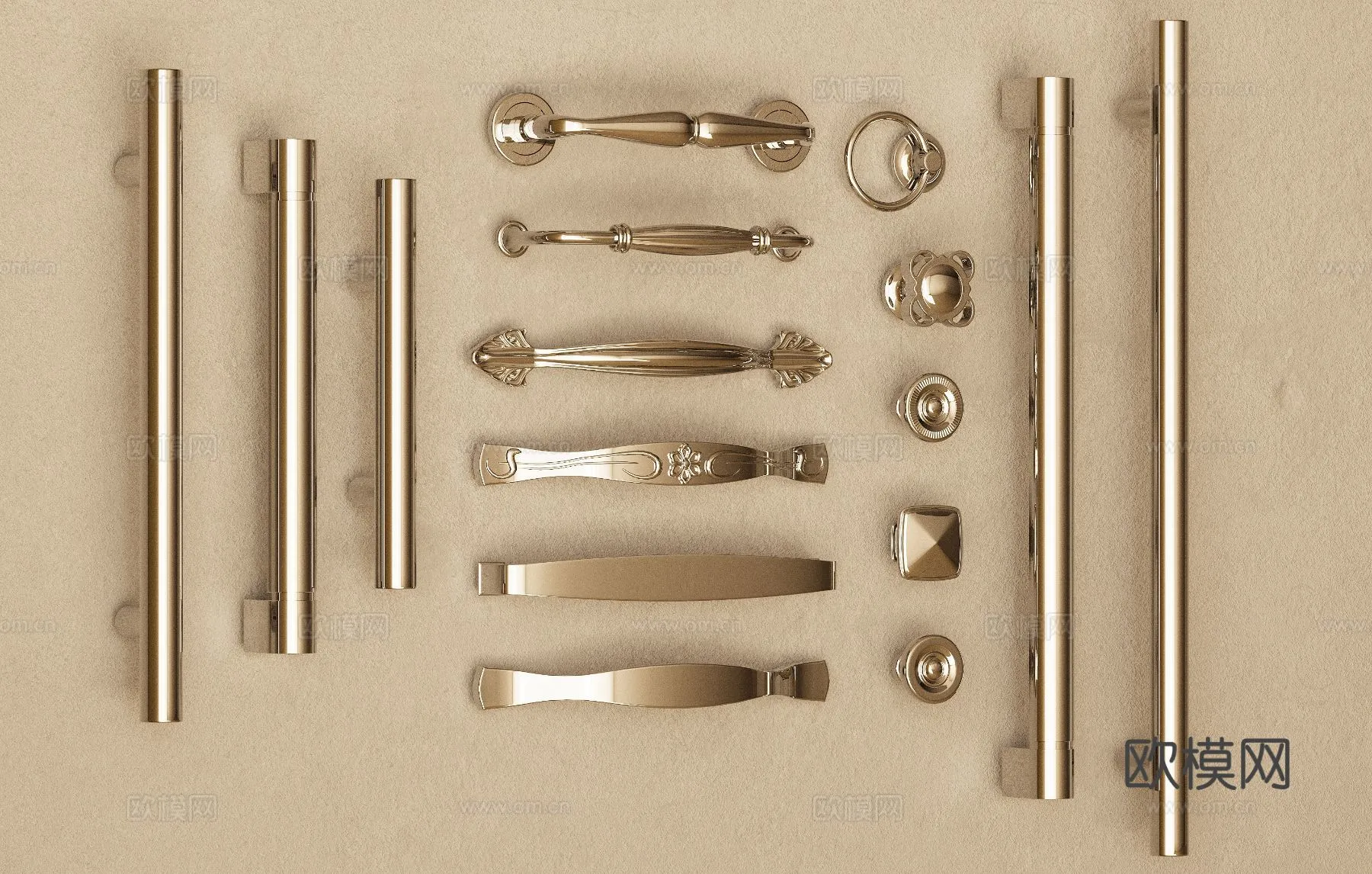 DOOR HANDLE – 3D Model For Interior Design – 11322