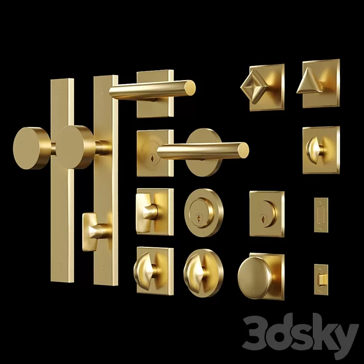 Door handle set 02 by School House 3D Model