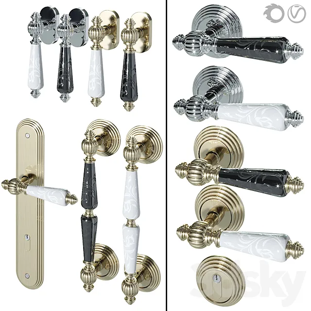 Door Handle Set Fimet Michelle 106P Flower 3D Model