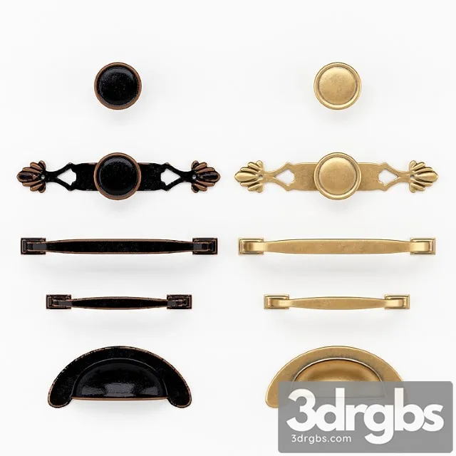 Door handles & knobs set 6 2 3D Model Download Door handles & knobs set 6 2 3D Model Download