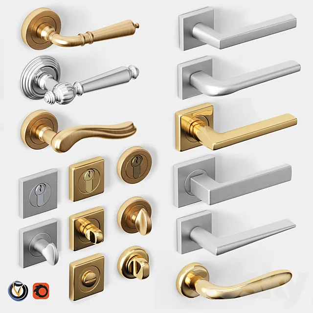 Door handles Pasini. Fimet. Colombo 3DModel