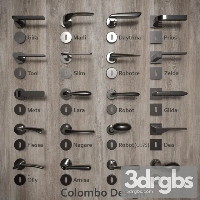Door Knob Colombo Design 3D Model Download