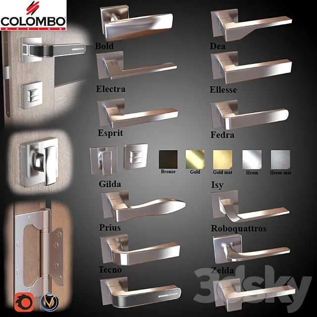Door knobs 12 pcs. (5 colors). Colombo (part 2) 3DModel