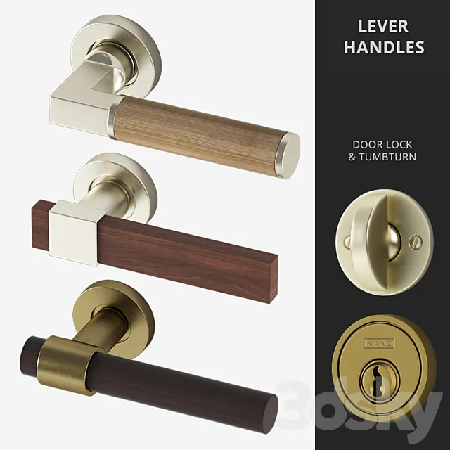 Door Lever Handles Nanz N ° 2036. 2082. 2206 3DModel Door Lever Handles Nanz N ° 2036. 2082. 2206 3DModel