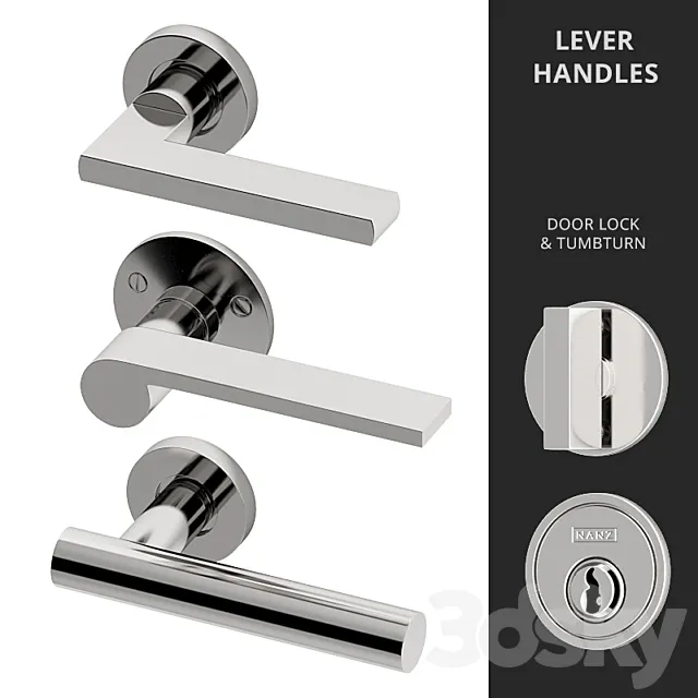 Door Lever Handles Nanz N ° 2065 2096 2106 3D Model Door Lever Handles Nanz N ° 2065 2096 2106 3D Model