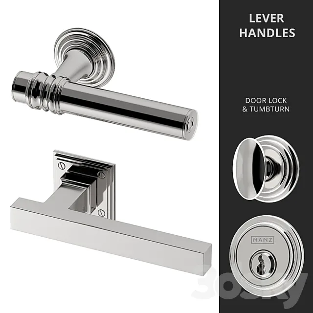 Door Lever Handles Nanz N ° 2107 2402 3D Model Door Lever Handles Nanz N ° 2107 2402 3D Model