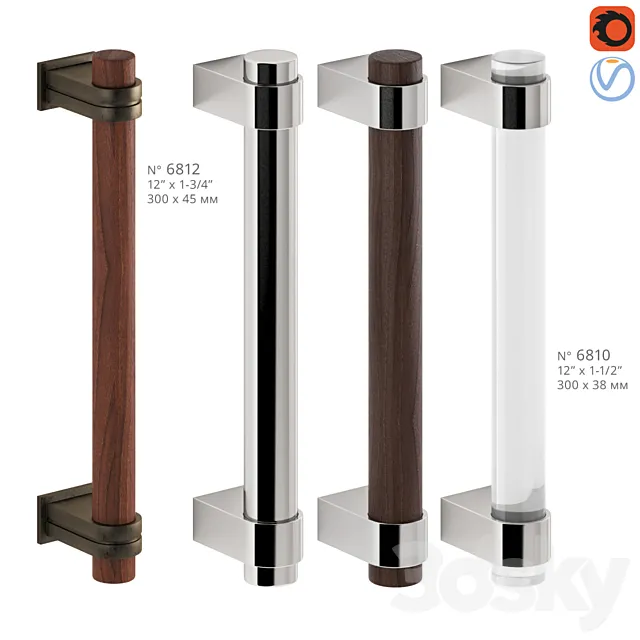 Door Pull Handles Nanz N ° 6810 6812 3D Model Door Pull Handles Nanz N ° 6810 6812 3D Model