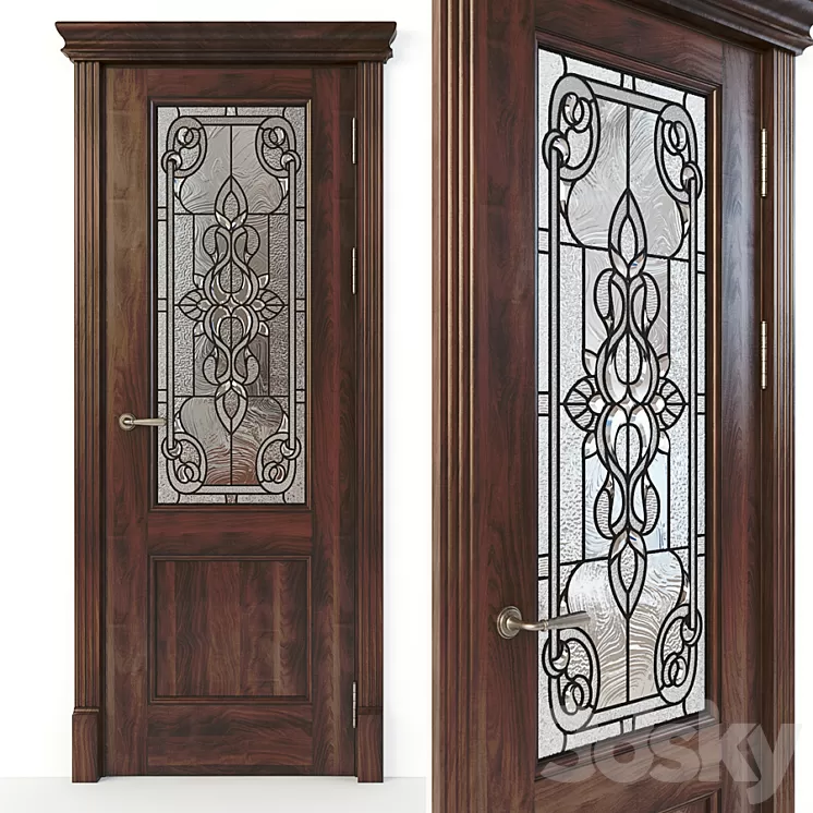Door with stained glass 03 3D Model