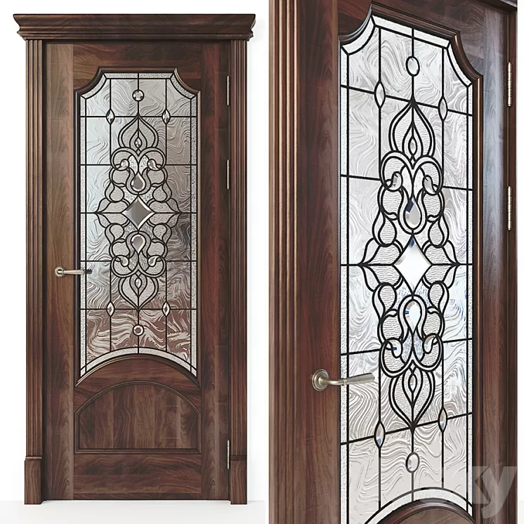Door with stained glass 04 3D Model