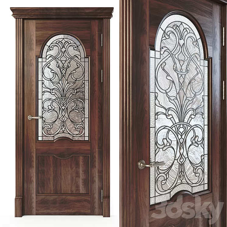 Door with stained glass 3D Model