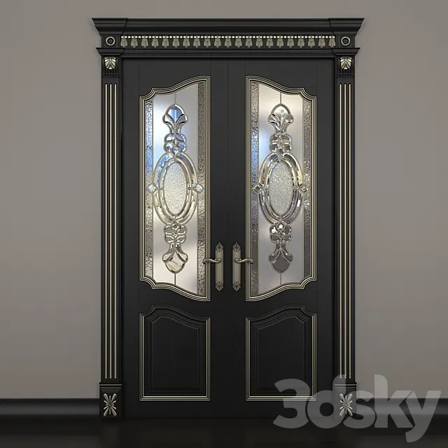Door with stained glass 3DModel