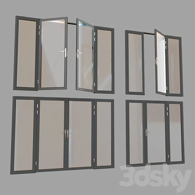Doors-partition profile metal plastic-glass 3D Model