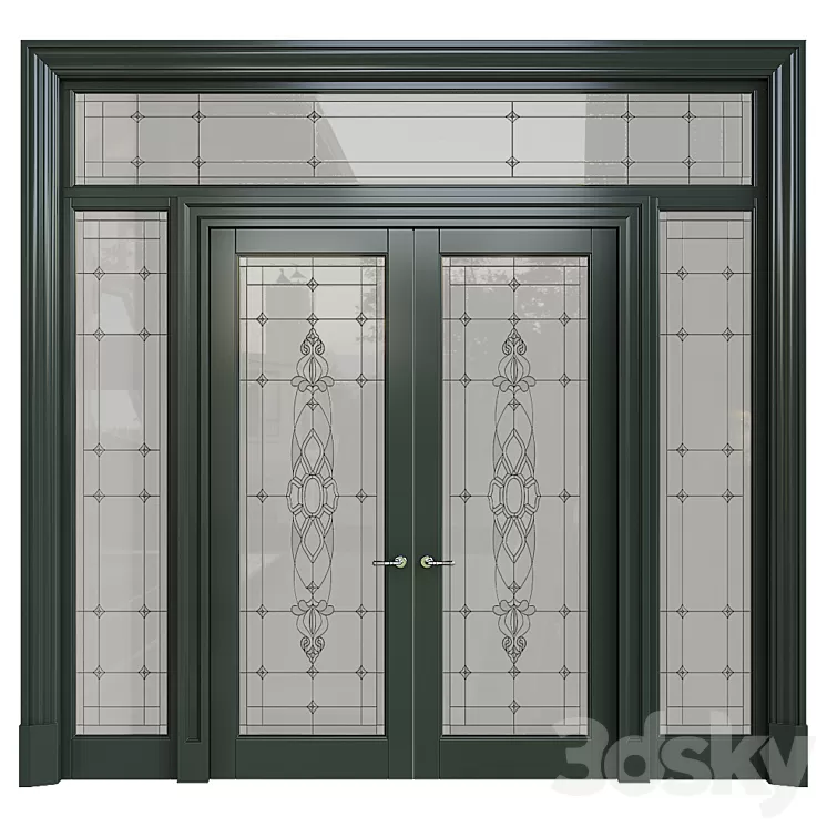 Doors with stained glass 3D Model