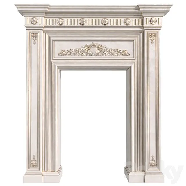 Doorway in Classic Style with Decorative Plaster 3D Model Doorway in Classic Style with Decorative Plaster 3D Model