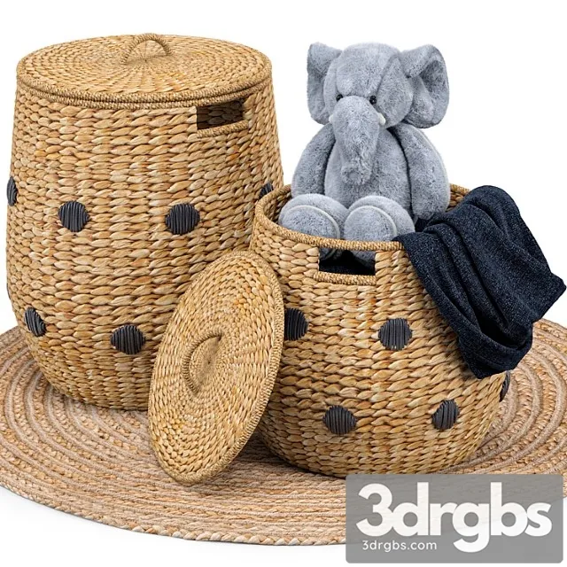 Dot basket kairo jute rug elephant toy 3D Model Download