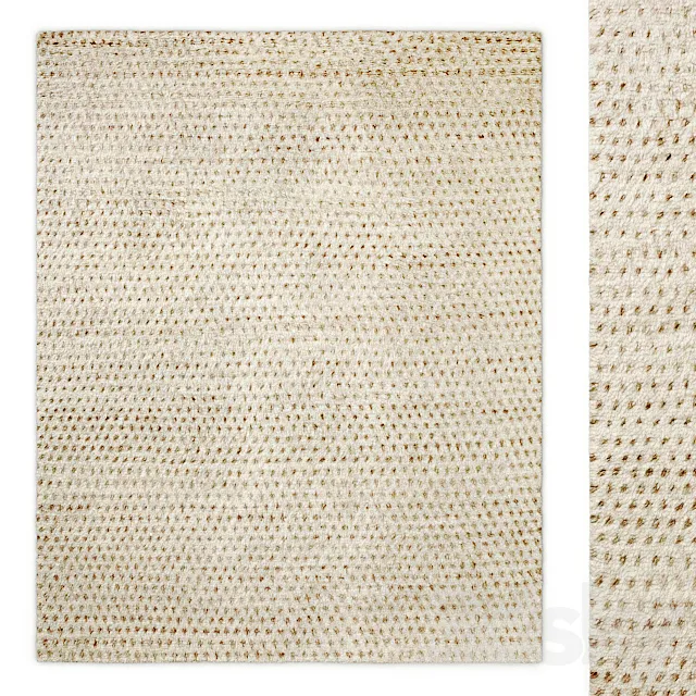 Dot Hand-Knotted Wool Shag Rug RH 3D Model