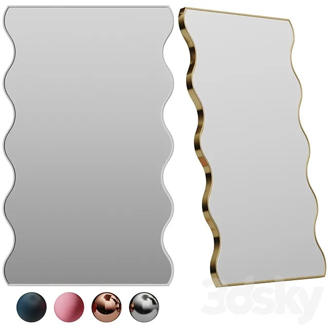 Dot Wavey Mirror by West Mirrors 3D Model