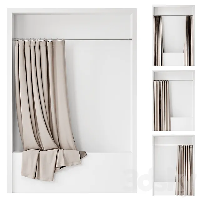 Double bath curtain on Sunerzha cornice 3D Model Double bath curtain on Sunerzha cornice 3D Model