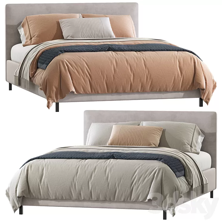 Double bed 120 3D Model Free Download