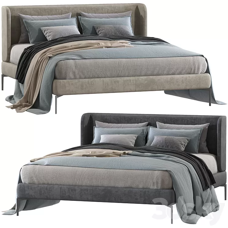 Double bed 82. 3D Model Free Download