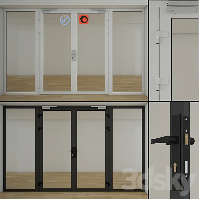 Double glass doors 3D Model