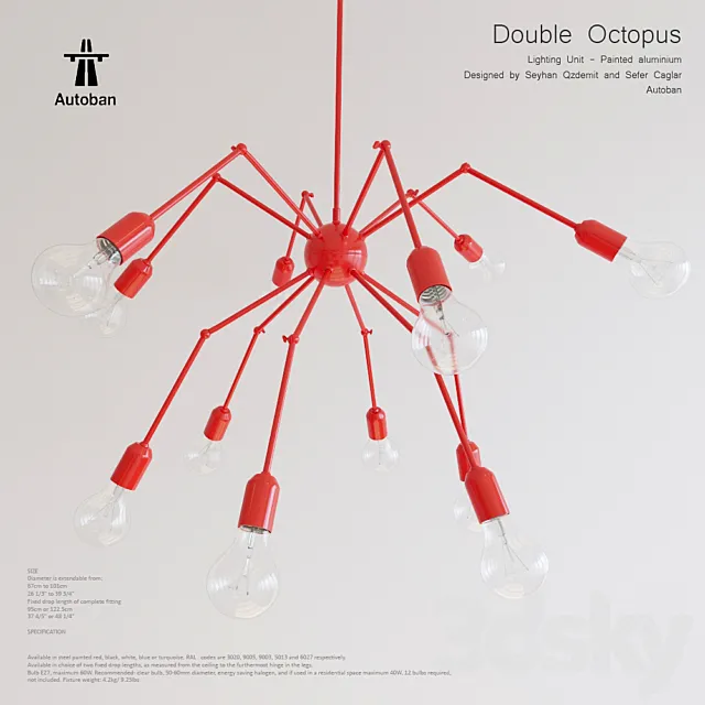 Double Octopus Autoban Lamp 3D Model Double Octopus Autoban Lamp 3D Model