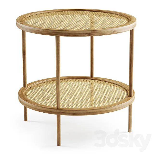Double wooden rattan coffee table _ Double rattan coffee table 3DModel