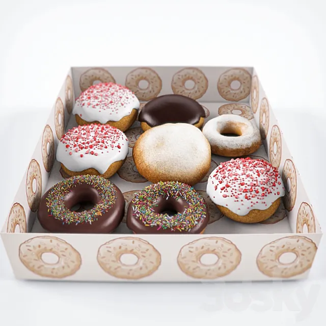Doughnuts in a box 3DModel Doughnuts in a box 3DModel