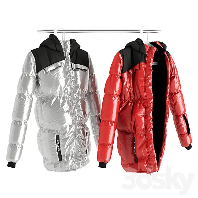 Down jacket on a hanger 3DModel Down jacket on a hanger 3DModel