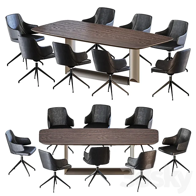 Dragon Wood Table Wendy Chair by Cattelan Italia 3D Model Dragon Wood Table Wendy Chair by Cattelan Italia 3D Model