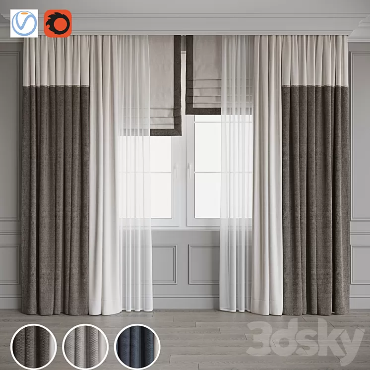 Drapery set 117 3D Model Free Download