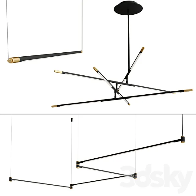 Drawing Line Gold Black collection 3D Model Drawing Line Gold Black collection 3D Model