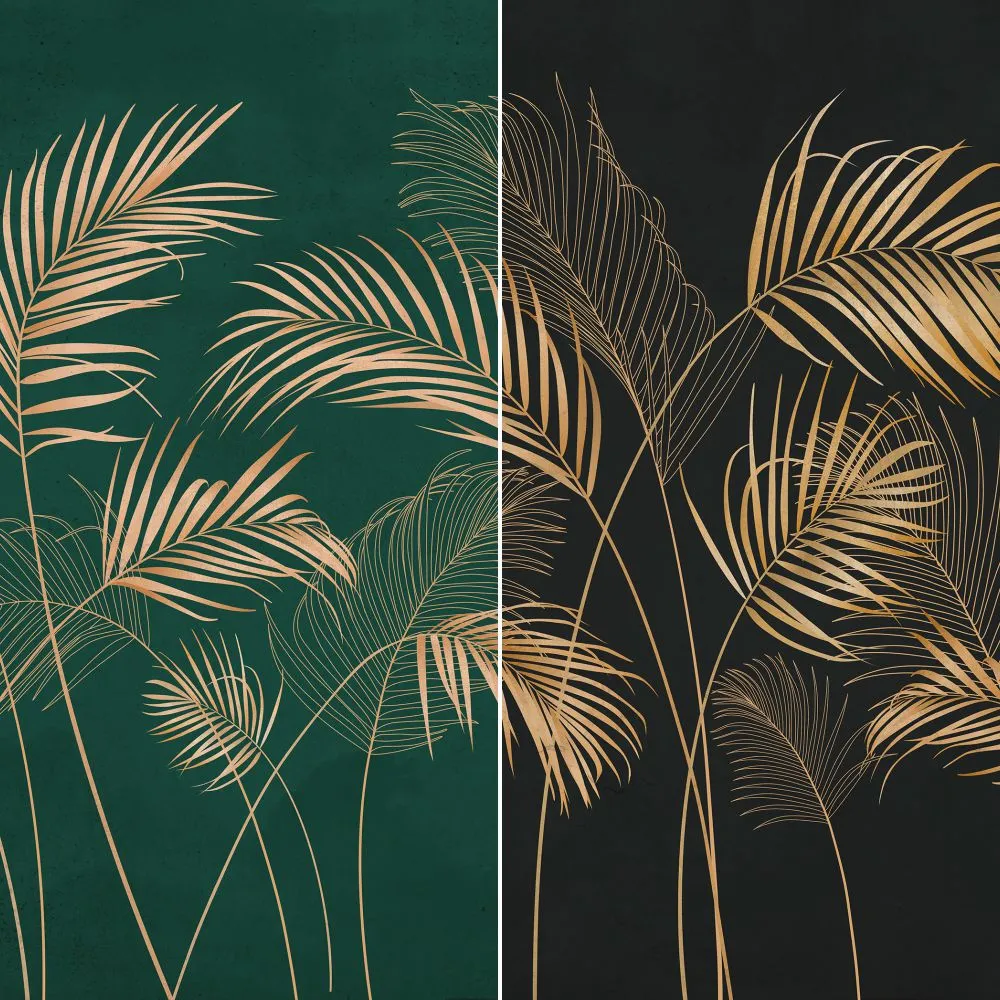 Dress-wall – Wallpaper Palm leaves dark 3D Model