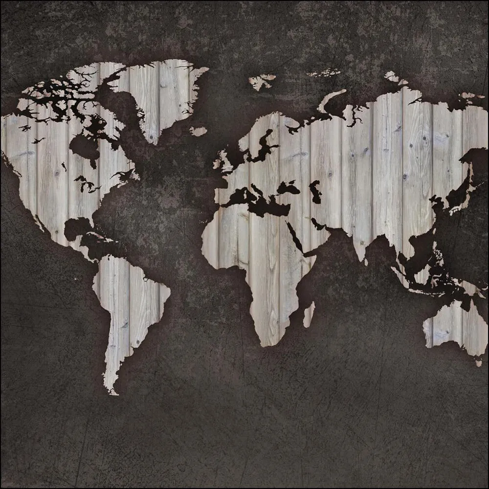 Dress-wall – Wallpaper World map wood 3D Model