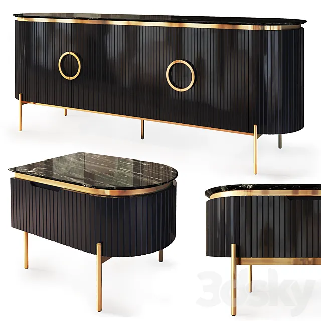 Dresser and nightstand Tesla black. Nightstand sideboard by Medusa Home 3D Model Dresser and nightstand Tesla black. Nightstand sideboard by Medusa Home 3D Model