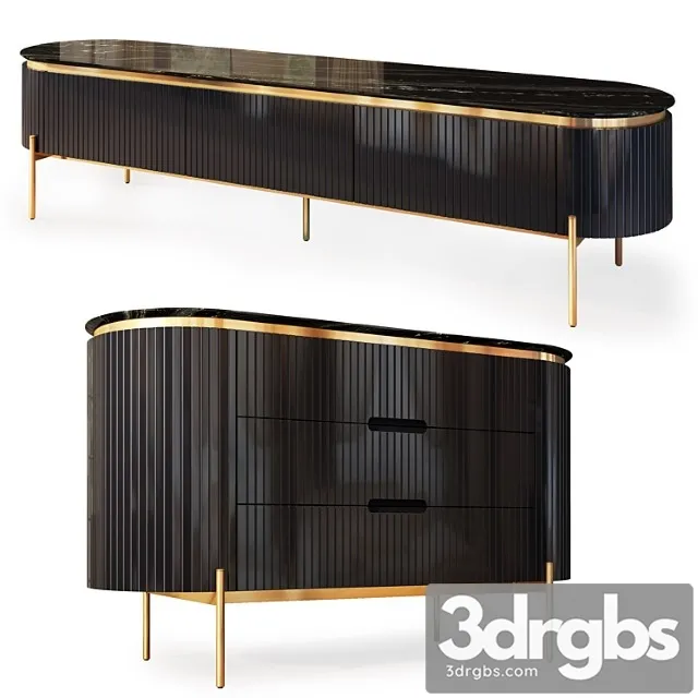 Dresser and tv stand tesla black. dresser tv stand by medusa home 2 3D Model Download